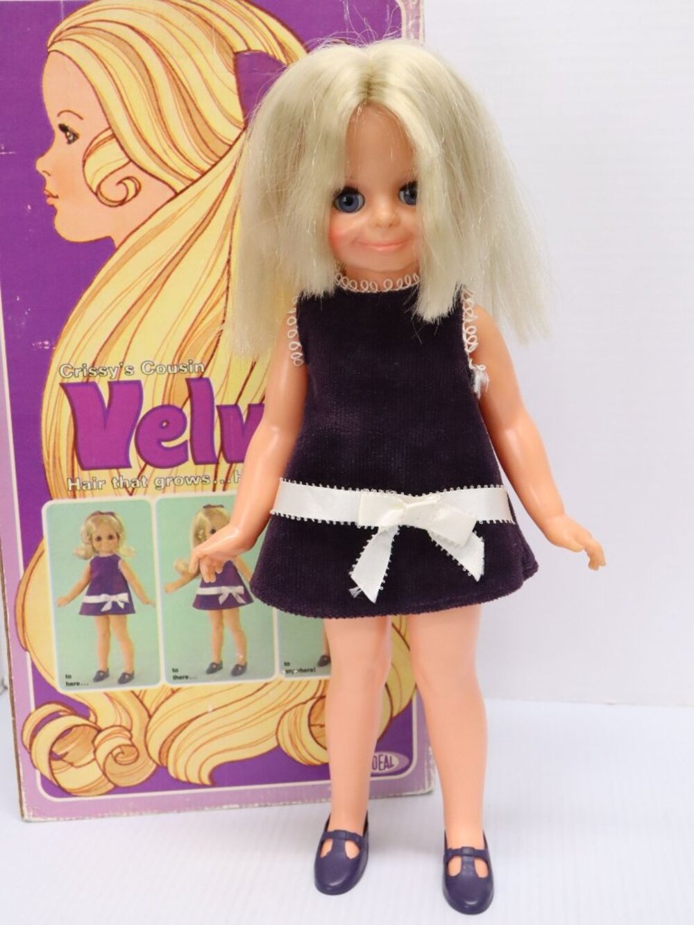Vtg 1970 VELVET Doll 15" Crissy's Cousin Hair Grows Ideal Toy Original Box